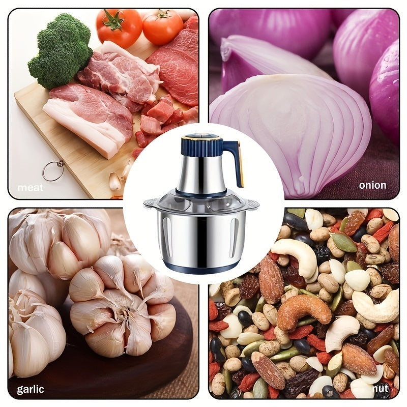 5L Multifunctional Electric Chopper Food Processor Stainless Steel Five-Speed