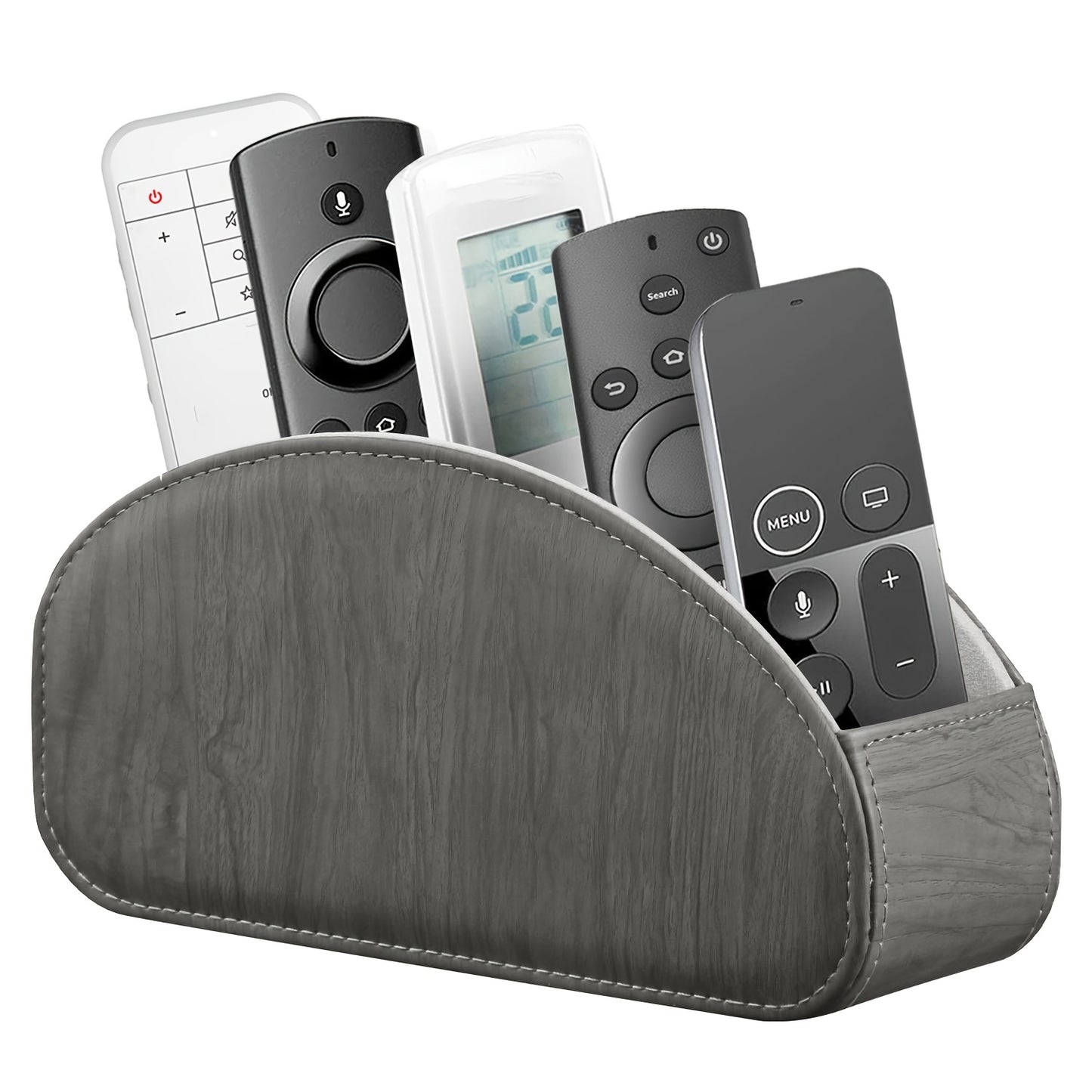 PU Leather Remote Control Holder with 5 Compartments