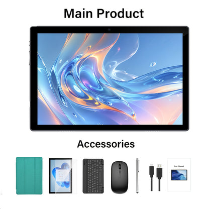 New Android 15, Tablet 12GB (4GB+8GB)+64GB with Keyboard, 10.1 Inches