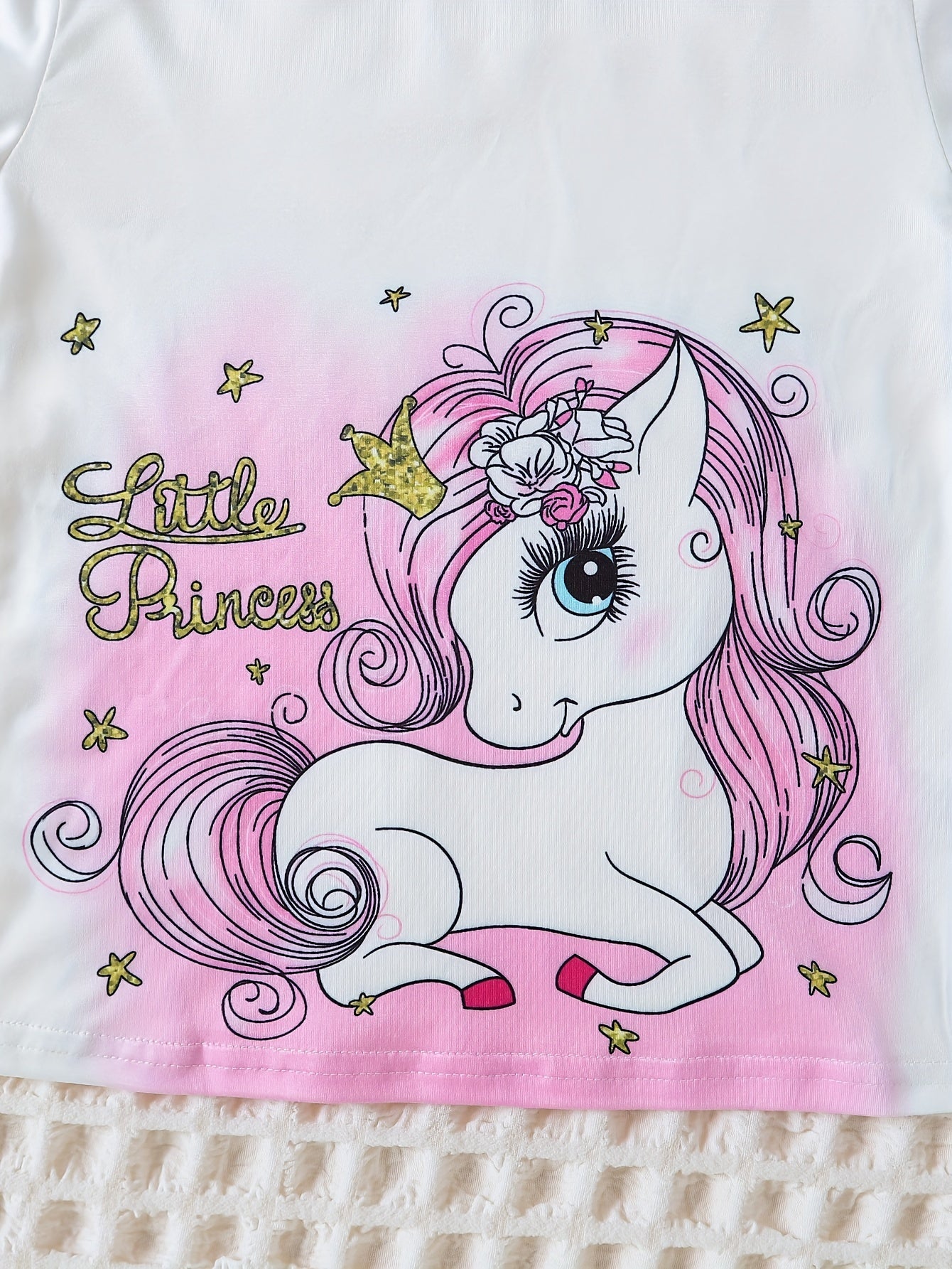 Girls Spring and autumn new cute unicorn print pants suit