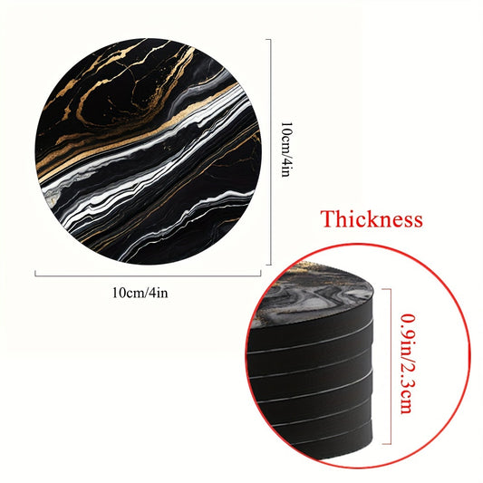 6 Golden Marbled Coasters Designed for Beverages