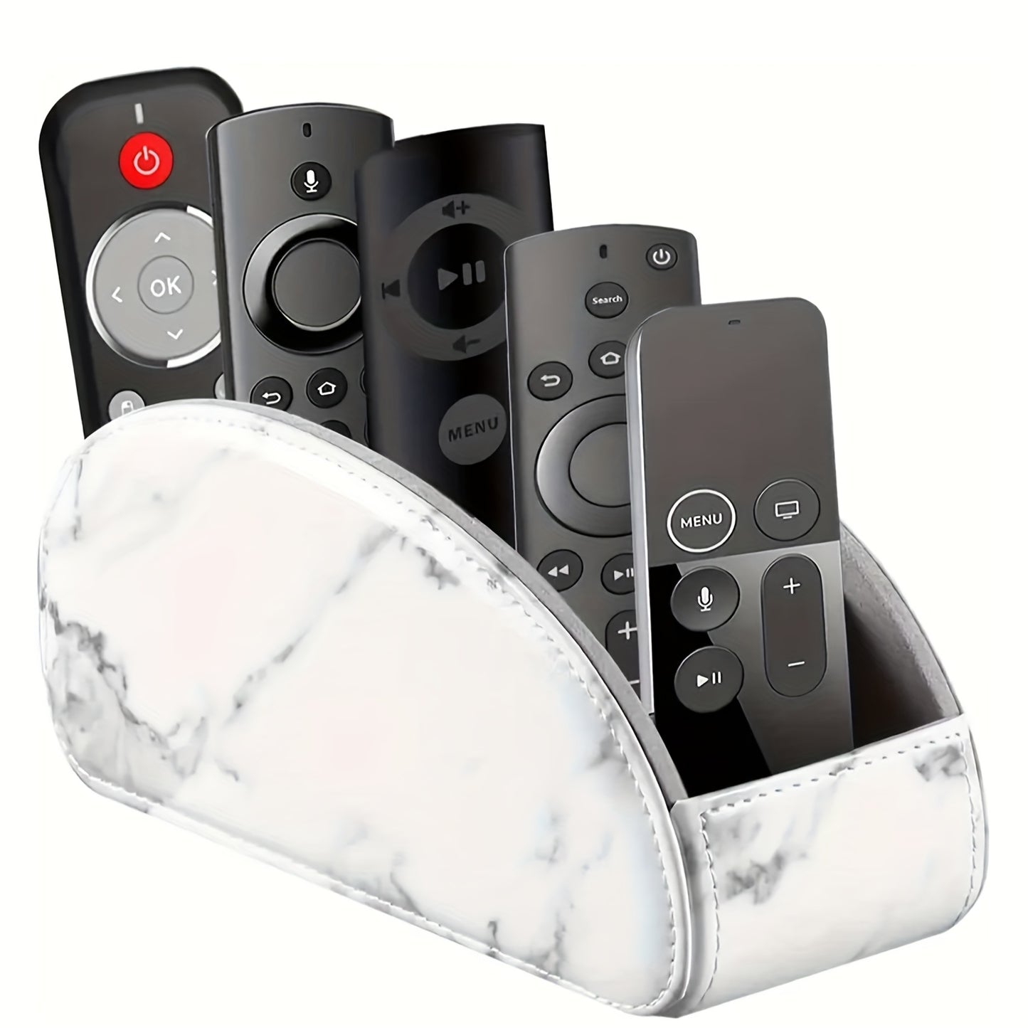 PU Leather Remote Control Holder with 5 Compartments