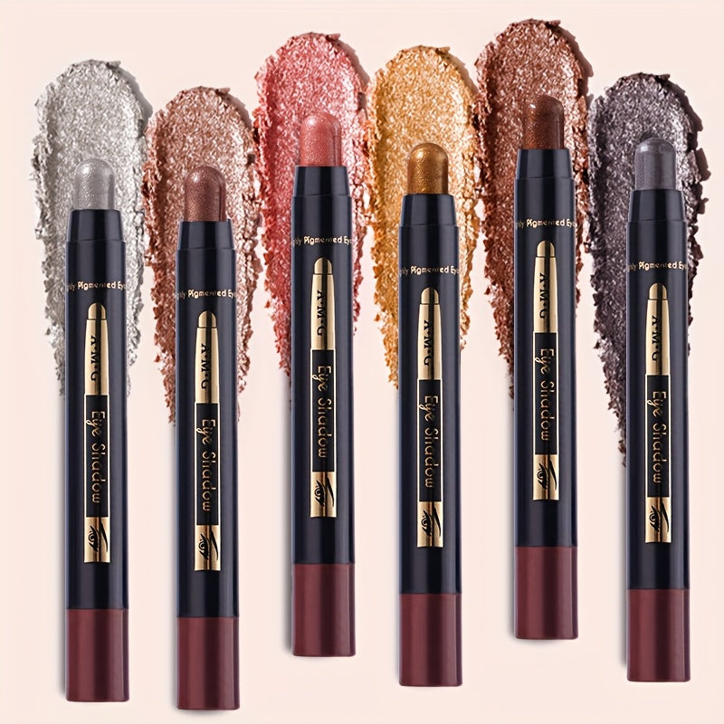 6-Color Multifunctional Eyeshadow Pencil Set | Waterproof Metallic and Matte Eyeshadow