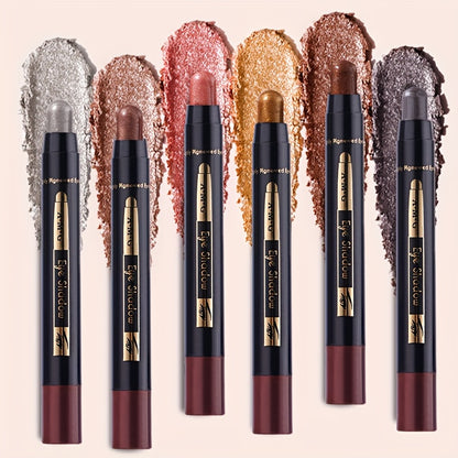 6-Color Multifunctional Eyeshadow Pencil Set | Waterproof Metallic and Matte Eyeshadow