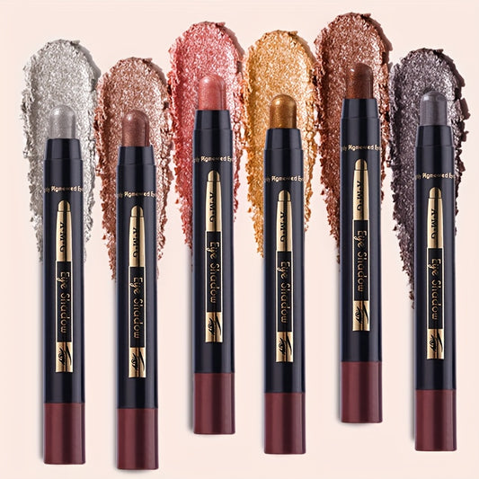 6-Color Multifunctional Eyeshadow Pencil Set | Waterproof Metallic and Matte Eyeshadow