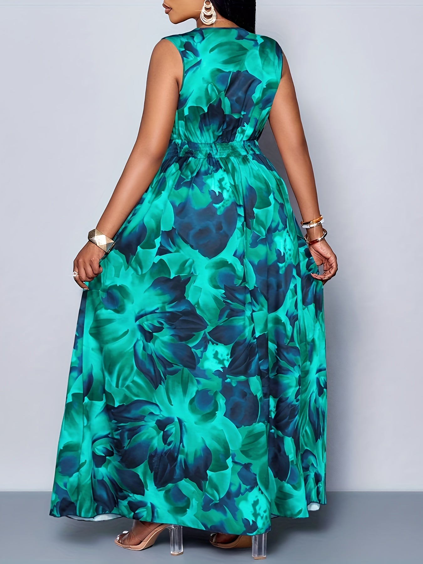 Elegant Deep V-Neck Sleeveless Maxi Dress