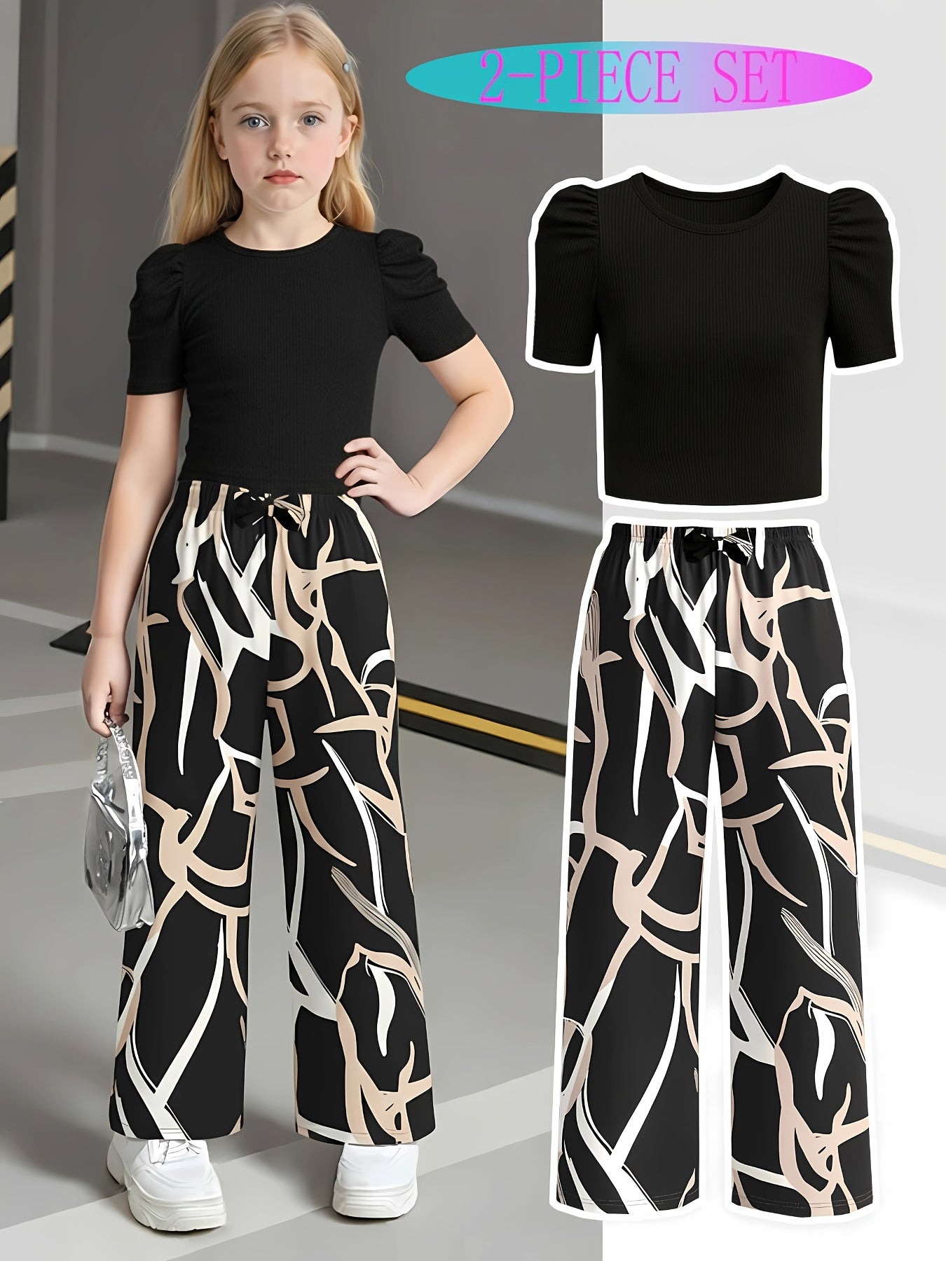 Girls' Casual Long Pants Set