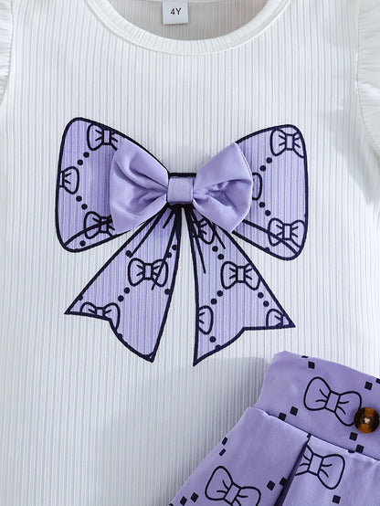 Girls' Plaid Print Skirt Set