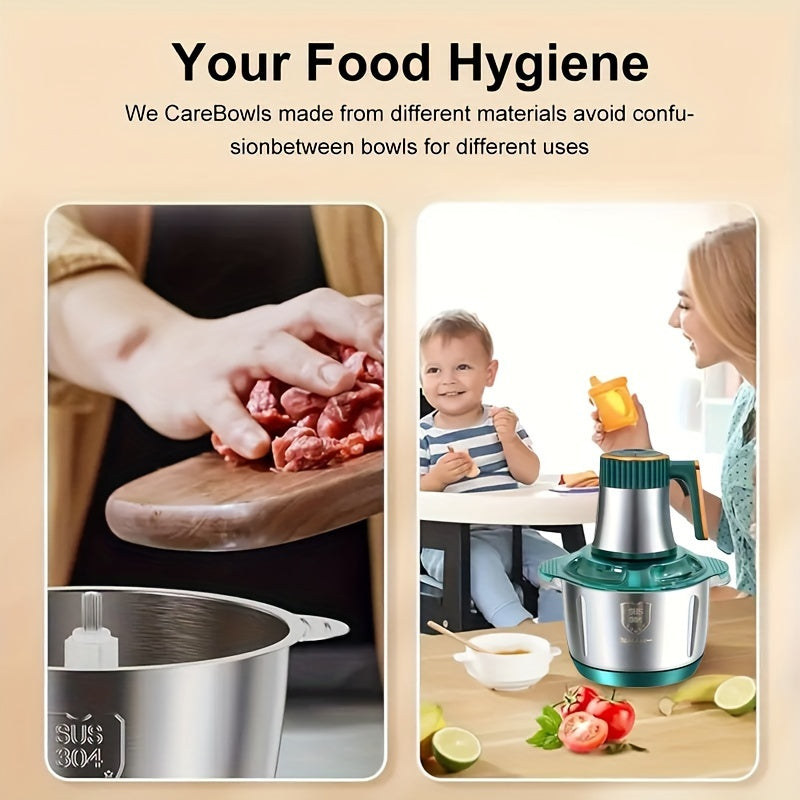 5L Multifunctional Electric Chopper Food Processor Stainless Steel Five-Speed