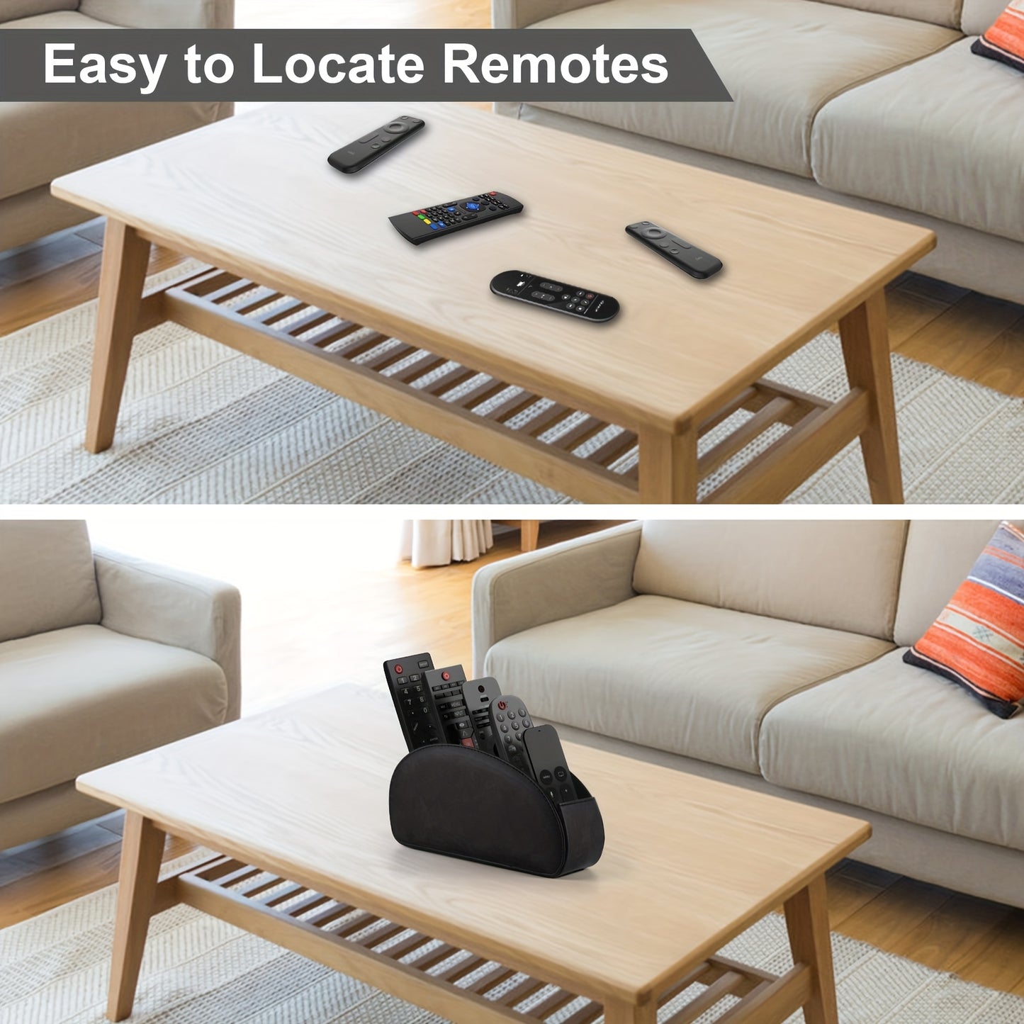 5-Tier Faux Leather Remote Control Holder