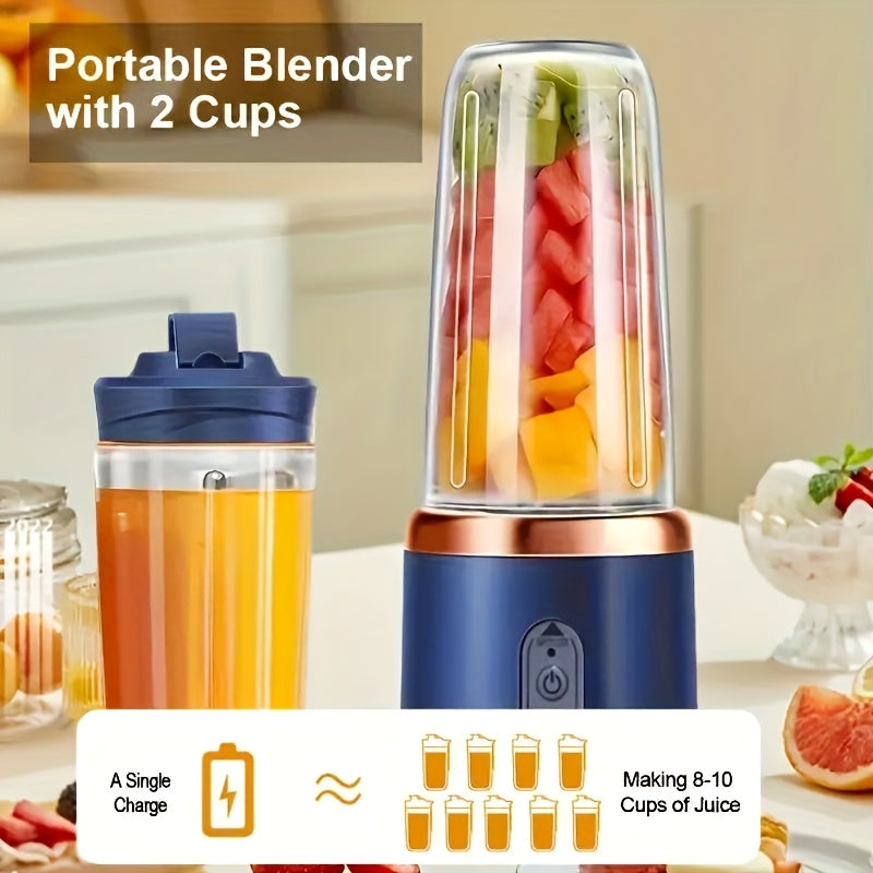 Portable Juicer, 2-in-1 Fruit Blender and Juicer with 6 Blades