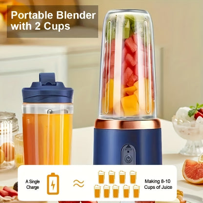 Portable Juicer, 2-in-1 Fruit Blender and Juicer with 6 Blades