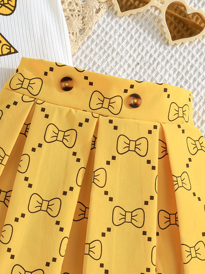 Girls' Plaid Print Skirt Set