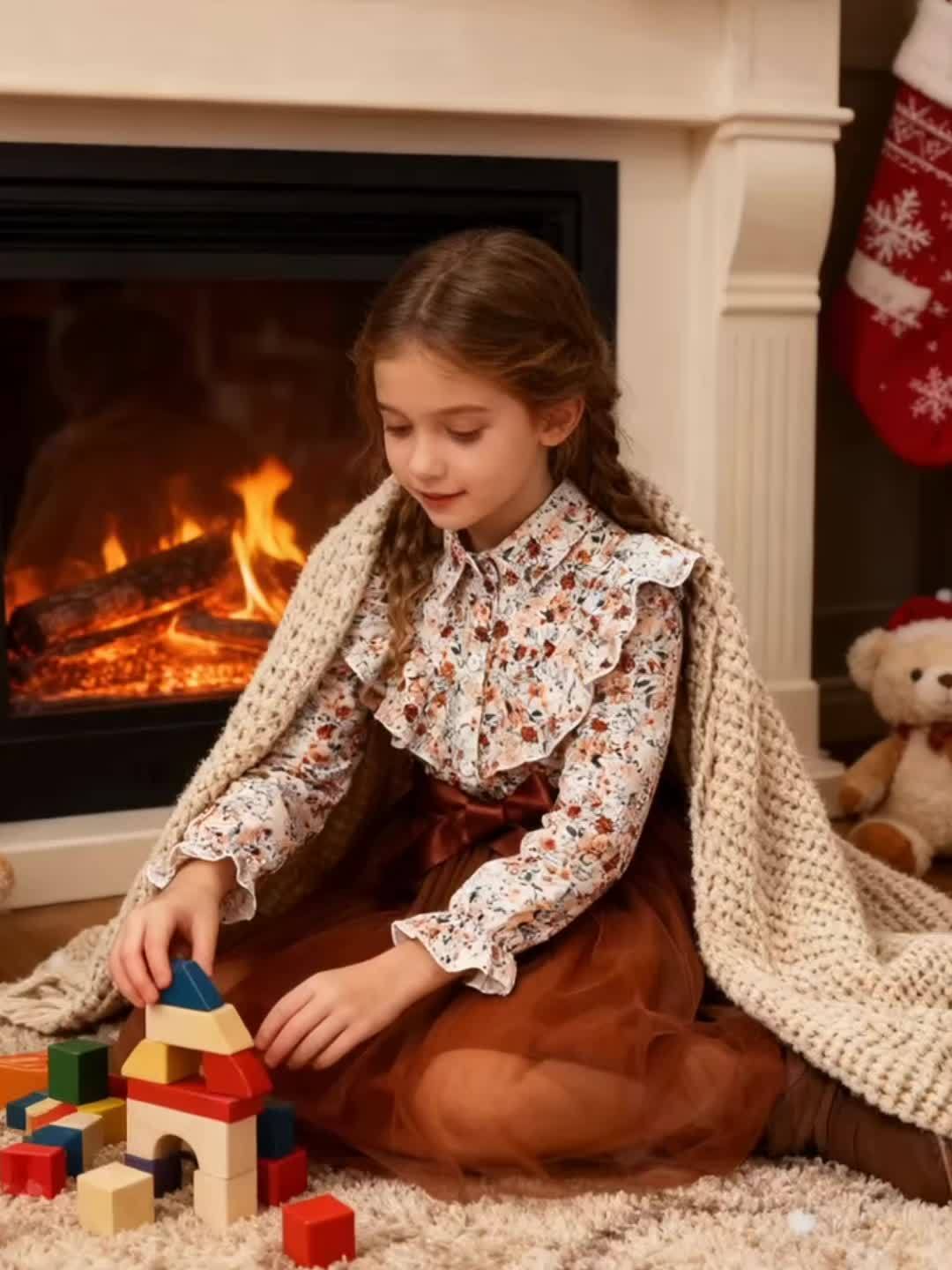 Mint Green Elegant Floral Print Long Sleeve Dress with Belt