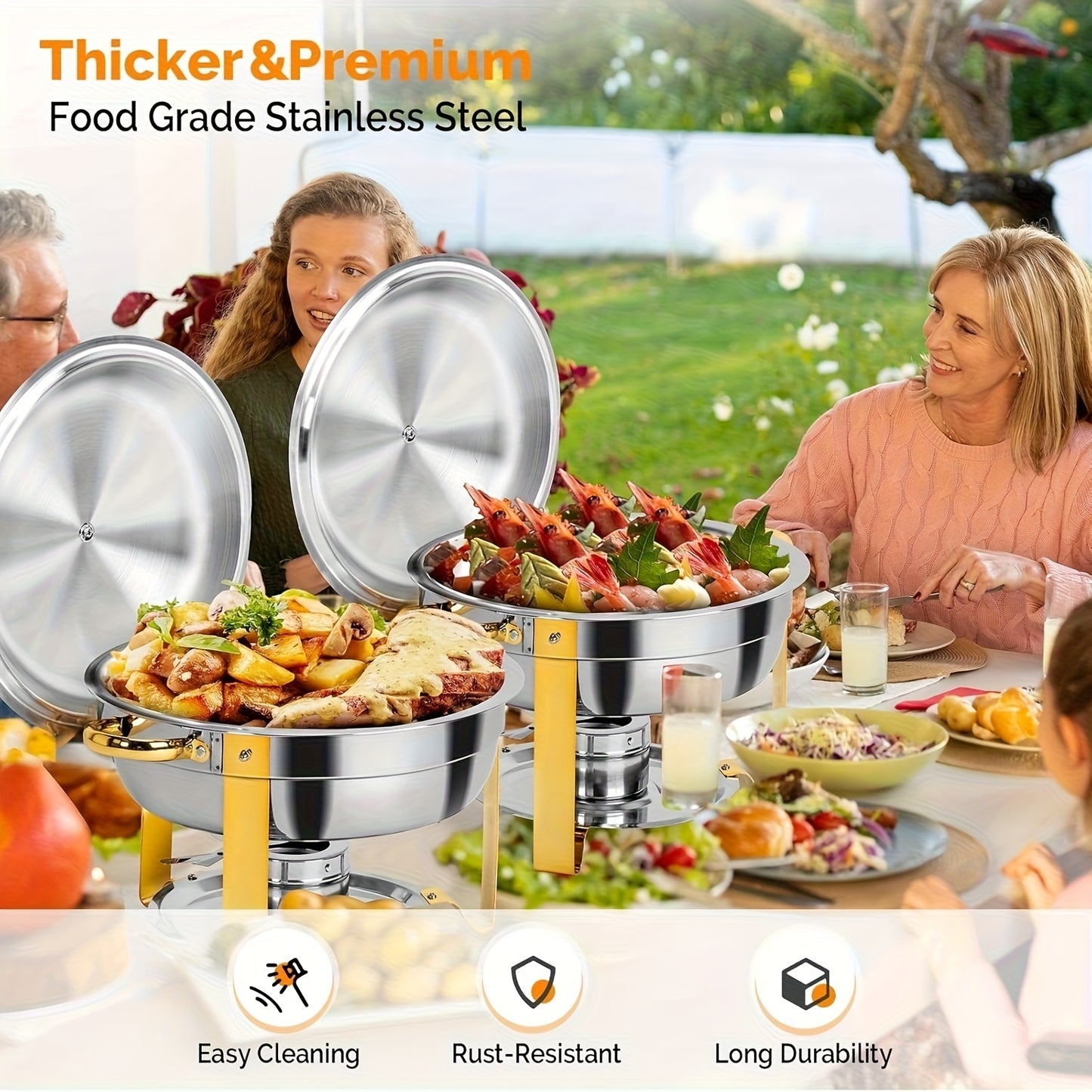 Golden insulated food pan set