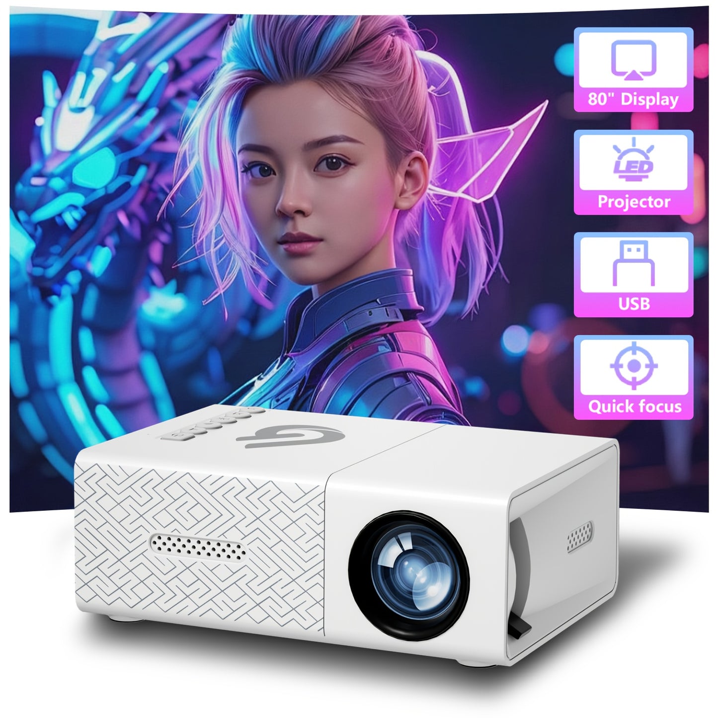 GTEQY Portable Mini Projector with LED Light