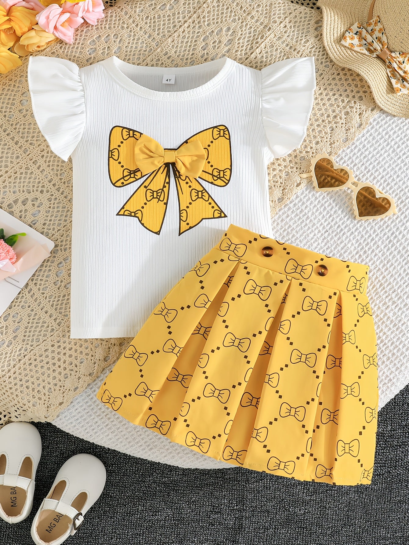 Girls' Plaid Print Skirt Set