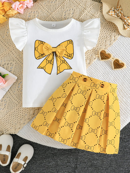 Girls' Plaid Print Skirt Set