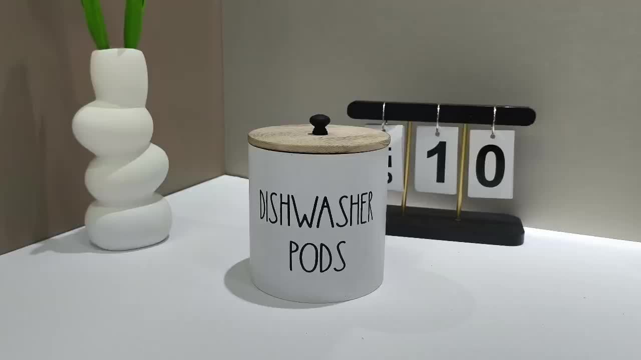 Rustic Wooden Dishwasher Pod Holder With Lid