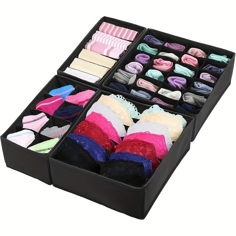 4pcs Underwear & Bras Organizer Storage Boxes