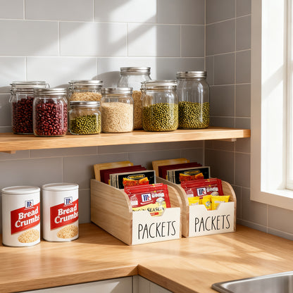 Wooden Two-Piece Seasoning Packet Organizer
