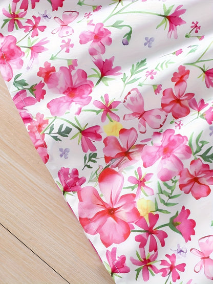 2-Piece Set: Girls' Elegant and Charming Floral Dress