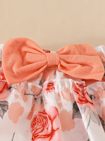 Three-piece Set Flower Print Cake Skirt