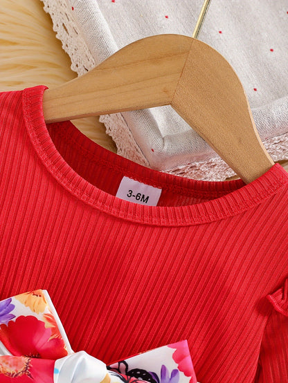 Baby comfortable dress+belt two-piece set