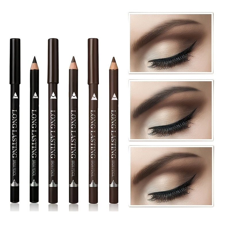 3pcs Eyeliner & Brow Pencil Waterproof And Sweat Proof Multifunctional Makeup Pen Set