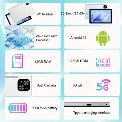 Tablet 10.1 Inch Android 14 OS Pad, 2in 1 Pad with Keyboard, Mouse