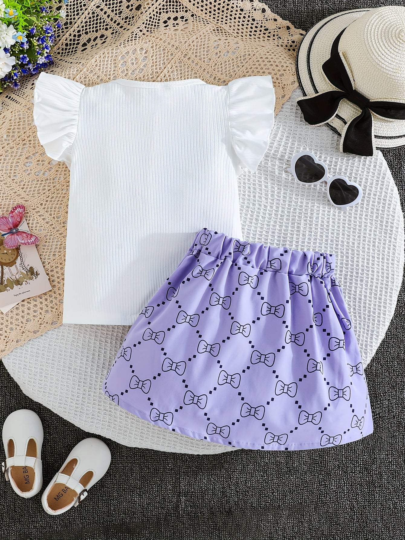 Girls' Plaid Print Skirt Set