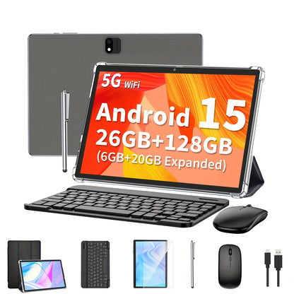 YOBANSE Android 15 Tablet 10.1" 26GB (6GB+20GB) + 128GB ROM, WiFi, Wireless