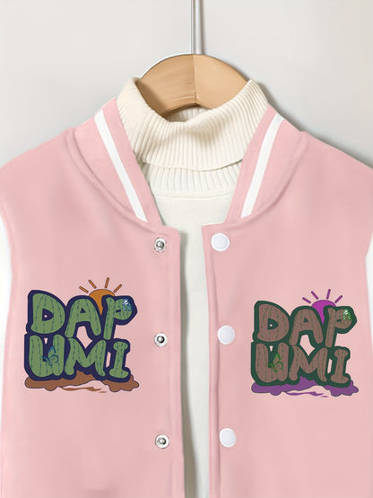 Cozy 2pcs Girls' Varsity Jacket & Jogger Set