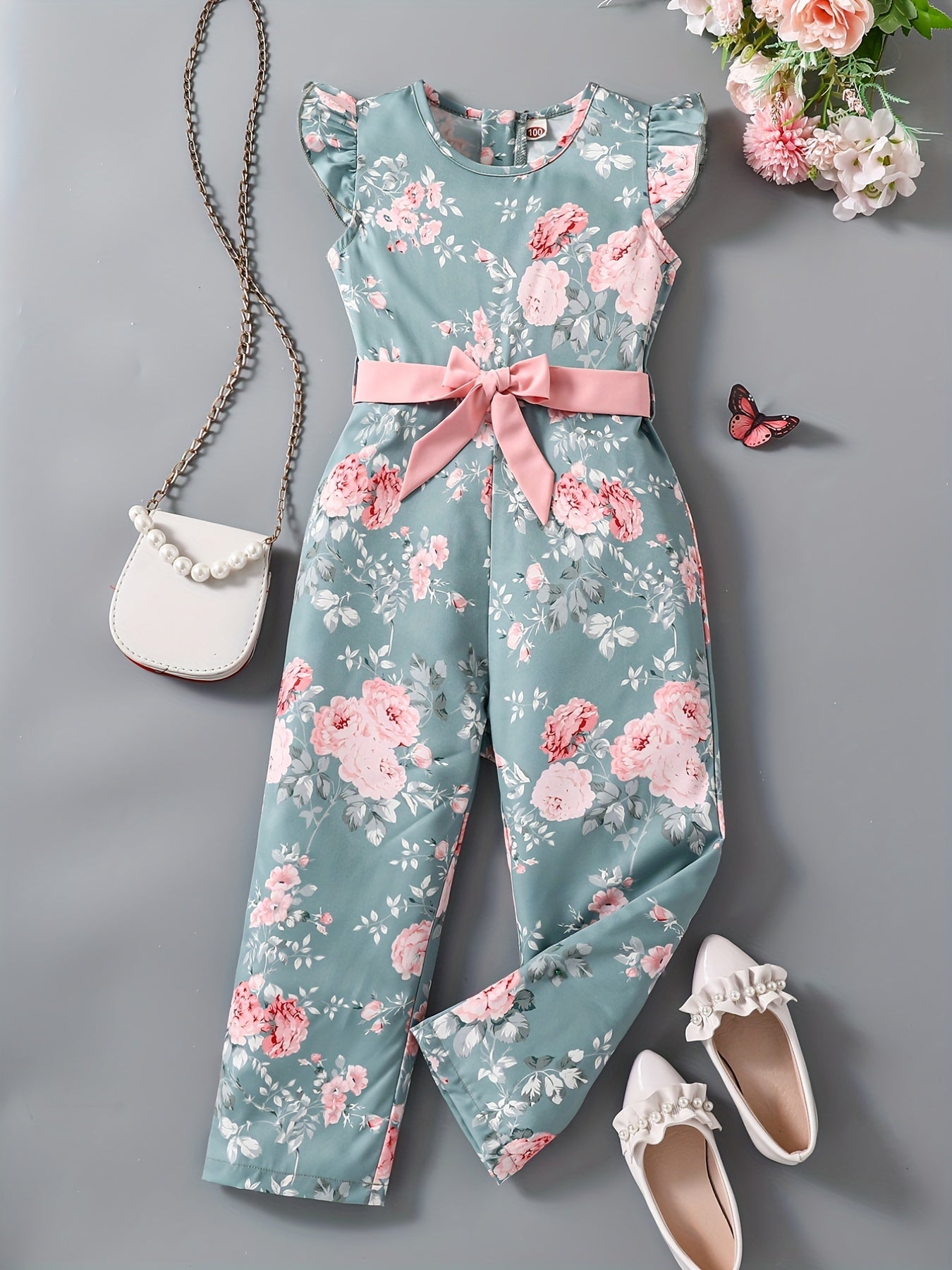 Summer Floral Print Sleeveless Jumpsuit