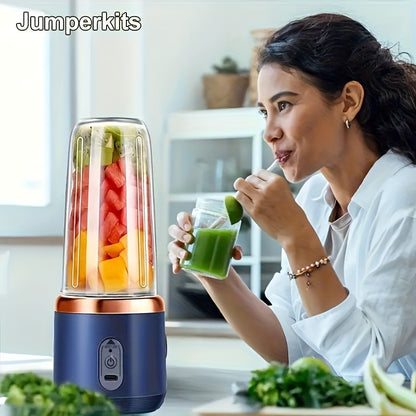 Portable Juicer, 2-in-1 Fruit Blender and Juicer with 6 Blades