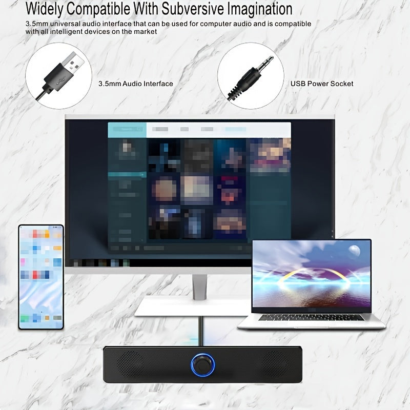 12.4-Inch USB-Powered Desktop Soundbar