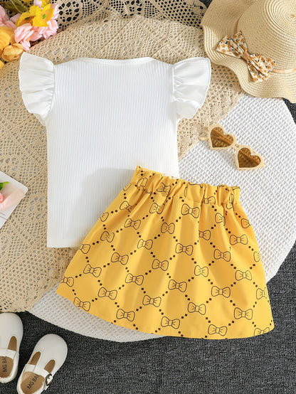 Girls' Plaid Print Skirt Set