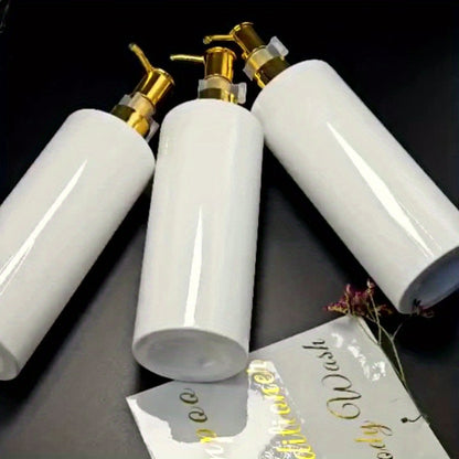 3pcs 500ml Elegant White Dispenser Set with Golden Labels - Plastic