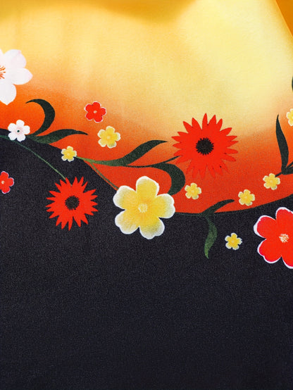 Girls' Floral Pattern Ruffled Spaghetti Suspender Dress