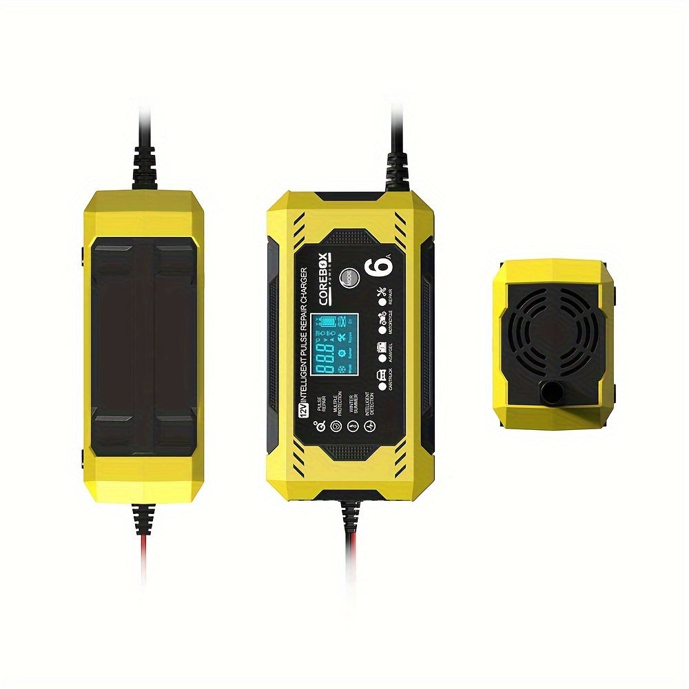 COREBOX 12V 6A Smart Battery Charger with LCD Display