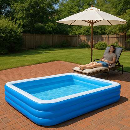 Heavy-Duty PVC Inflatable Rectangular Family Pool