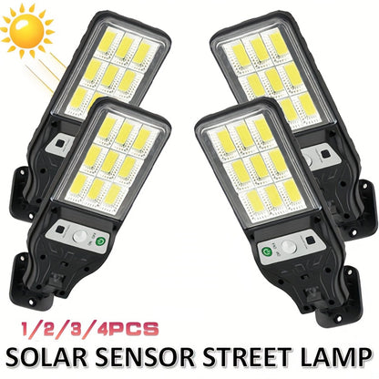 1/2/3/4pcs Outdoor Solar Street Lamp, Solar Rechargeable COB Wall Lamps with Motion Sensor