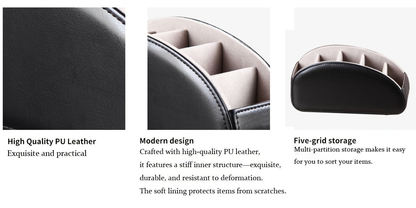 PU Leather Remote Control Holder with 5 Compartments