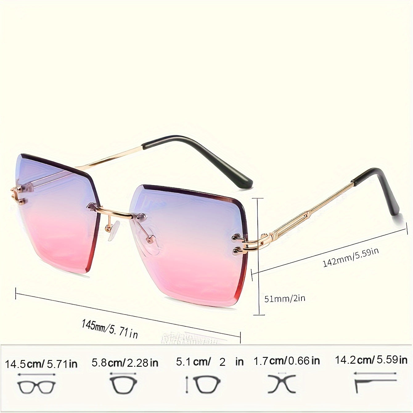 Vibrant Square Rimless Glasses for Women - Fashionable, Casual, And Stylish Eyewear