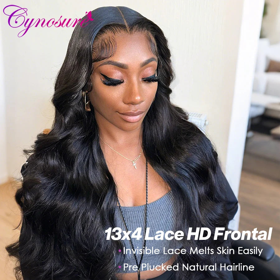 13x4 Body Wave Lace Front Human Hair Wig Pre Plucked 200% Density HD Full Lace Frontal