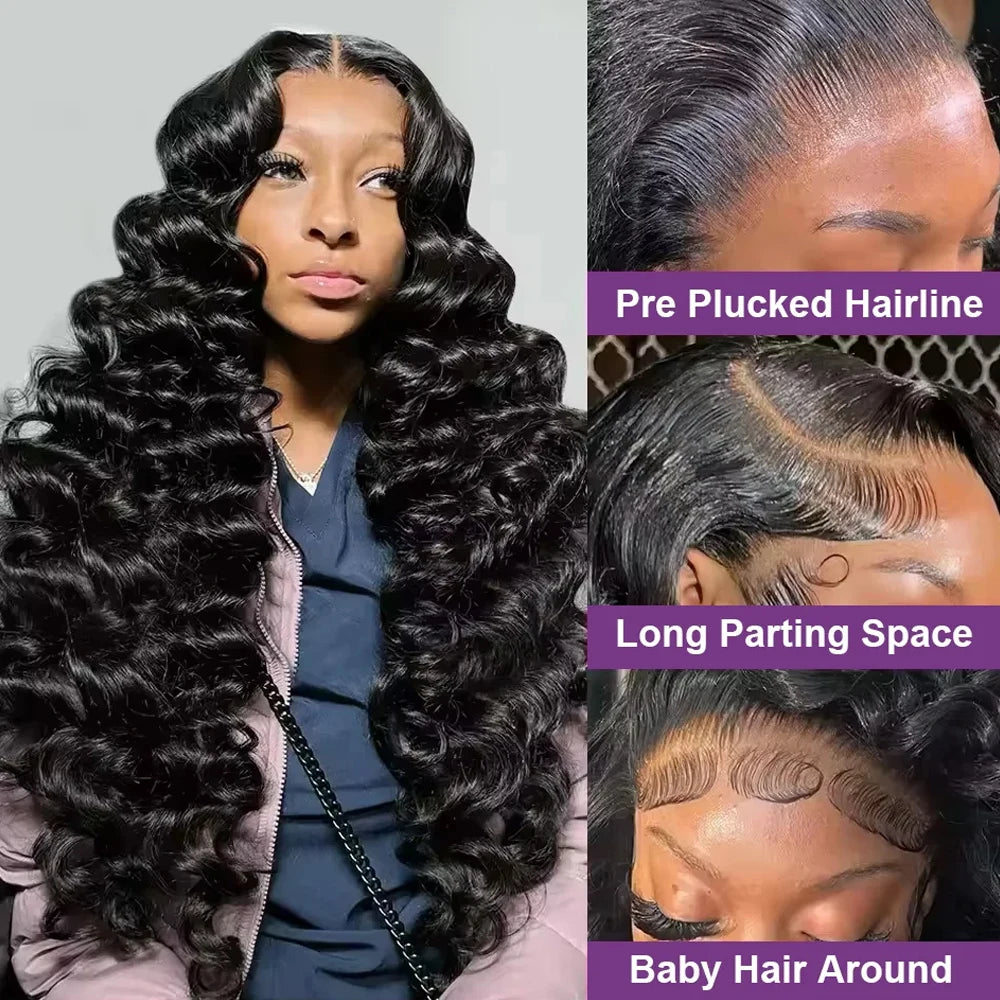 40 Inch 13x6 Brazilian Loose Deep Curly Wave Lace Front Wig 12A High-Quality 100% Real Human Hair 13x4 HD Lace Frontal Wigs