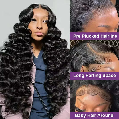 40 Inch 13x6 Brazilian Loose Deep Curly Wave Lace Front Wig 12A High-Quality 100% Real Human Hair 13x4 HD Lace Frontal Wigs