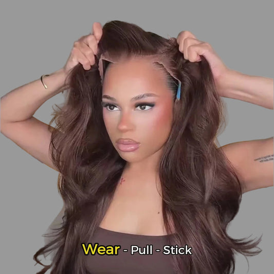13x6 Wear and Go Chocolate Brown Glueless Wig Body Wave Lace Front Wigs