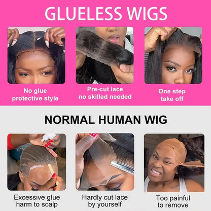 Deep Curly Wear and Go Glueless Wigs Lace Front Wigs Human Hair for Women Transparent 4x4 Glueless Lace Closure Wigs Curly Hair