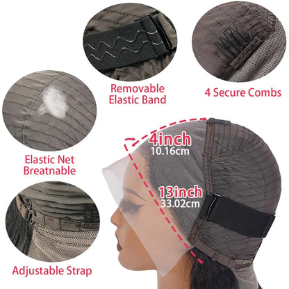 250% Density Brazilian Real Human Hair Ear To Ear 13x6 HD Lace Front Wig Deep Kinky Curly Wave Wigs With Pre-Plucked Baby Hair